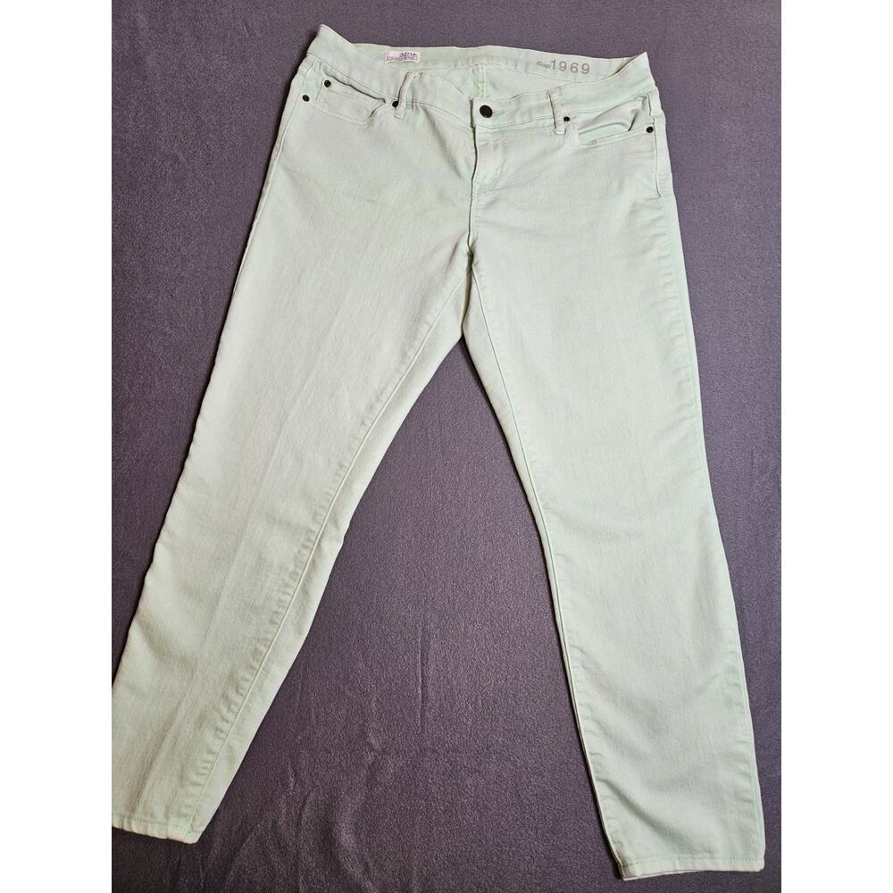 Gap Jeans Womens 14R 1969 Always Skinny Green Light Wash Mid Rise